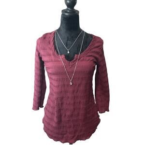 Culture Code Burgundy 3/4 Sleeve V-Neck Top | Size M | NWOT
